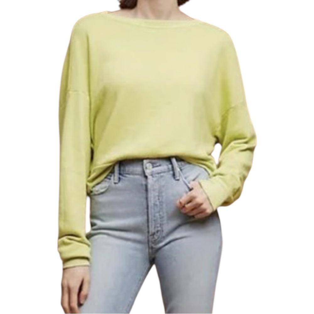 Anthropologie T.La Studio Crop‎ Oversized Lime Green Pullover Sweatshirt Sz M